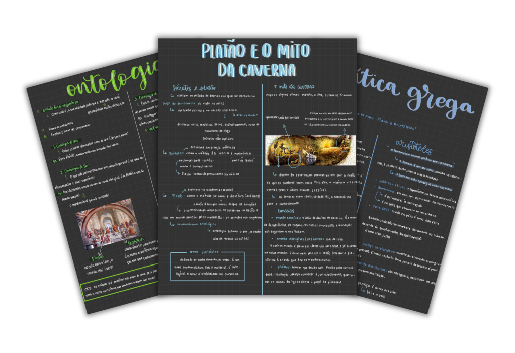 Exemplos de resumos do Pack ENEM - conteúdo organizado e visual para estudos